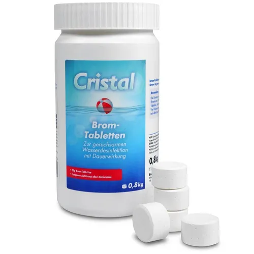 CRISTAL Bromtabletten 20g - Wasserdesinfektion - Sonstiges Poolzubehör mit geruchsarmen Bromtabletten für effektive, langanhaltende Wasserdesinfektion ohne Chlorgeruch, ideal für angenehmes Poolvergnügen.