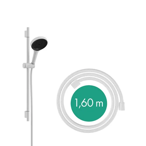 hansgrohe Rainfinity Duschset - Rund, 3 Strahlarten, Mattweiß - Handbrausen: Komplettset mit runden Duschkopf, 3 Strahlarten und leichtem Designflex Schlauch für ein luxuriöses Duscherlebnis.