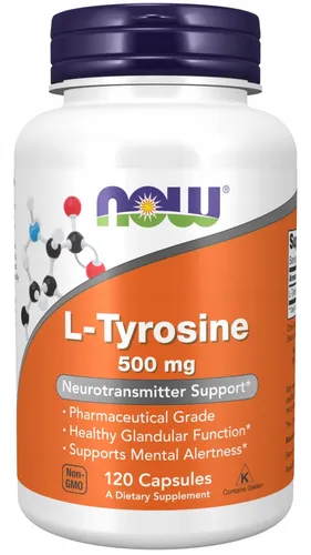 NOW Foods L-Tyrosin 500 mg, 120 Kapseln – Konzentration, Stress, Schilddrüse