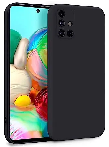 MyGadget Hülle für Samsung Galaxy A71 4G - Zweilagige Handyhülle mit Kameraschutz - Cover mit Innenfutter & Silikon außen - Schwarz