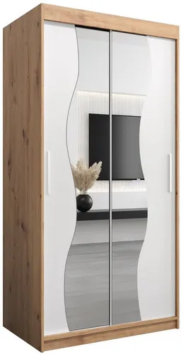 ABIKS MÖBEL Schwebetürenschrank MADRYT mit Spiegel - Moderner Schwebetürenschrank mit viel Stauraum und flexiblem Innenlayout. Ideal für kleine Räume, langlebige Materialien und eleganter Spiegel sorgen für Funktionalität und Stil in Ihrem Schlafzimmer.