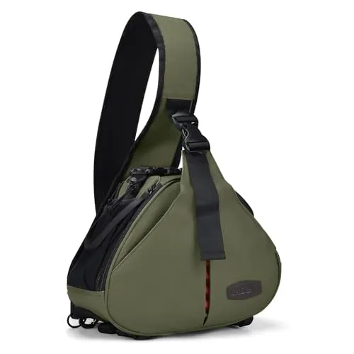CADeN Kameratasche Sling Crossbag für DSLR & SLR - Große Kapazität für 1 Kamera, 1-2 Linsen und Stativ. Wasserabweisend und mit atmungsaktiven Schultergurten für hohen Tragekomfort. Ideal für Fotografen, die ihre Ausrüstung sicher transportieren möchten.