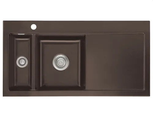 Systemceram Mera 100 Siena Keramikspüle - Handbetätigung - Sanitäranlagen & Zubehör, elegante dunkelbraune Keramikspüle mit Handbetätigung, ideal für Unterschränke ab 60 cm, Maße: 100 x 51 cm.