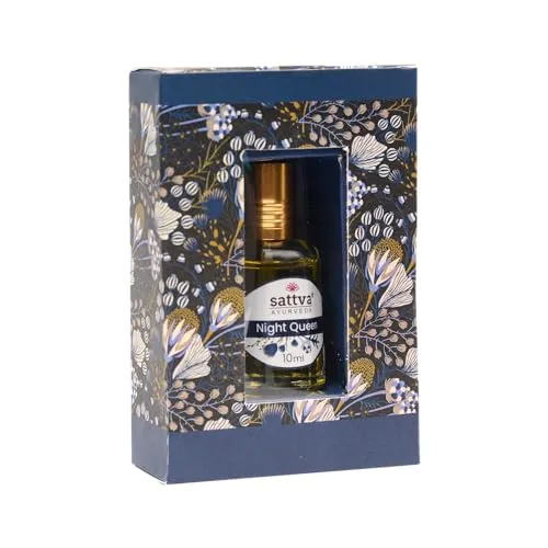 Parfümöl Damen Night Queen - Süße verführerische Noten - Lang anhaltender Duft - Parfüm öl Frauen mit Roll-On-Applikator, Ohne Alkohol - Natural and Pure Perfume Oil - Sattva Ayurveda - 10 ml