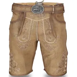 Steigenhöfer Manufaktur Trachtenlederhose FRANZ Vintage Trachtenhose mit Gürtel Nubukleder - Ideal für Dein Oktoberfest Herren Outfit braun 60