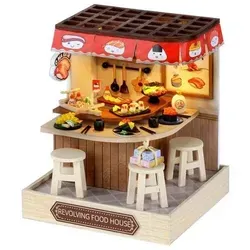 CUTEROOM Miniaturhaus Bausatz Holz mit Möbeln und Staubschutz