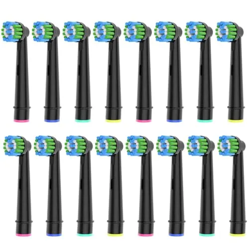 Stück Precision Clean Aufsteckbürsten Kompatibel mit Oral B Elektrische Zahnbürsten, Schwarz 16