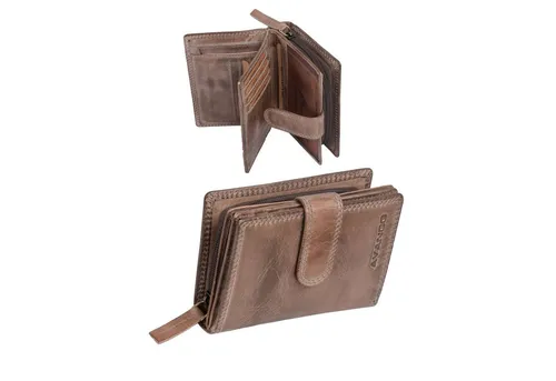 GlücksNugget Geldbörse Leder Damenbörse m. Lasche Avannco taupe