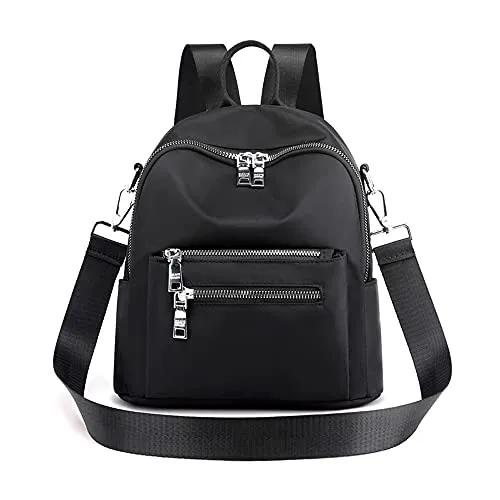 JIANLINST Rucksack Damen Klein Schultertaschen Schulrucksack 2 In 1 Kleinen Wasserdichte Casual Tagesrucksack Daypack Schwarz