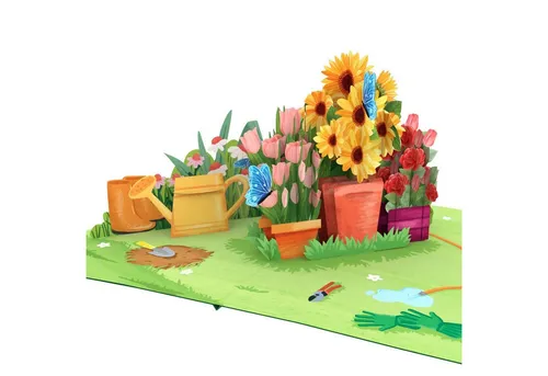 papercrush Geburtstagskarte Gartenarbeit Pop-Up Karte