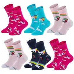 TippTexx 24 Socken 6 Paar bunte Kindersocken, sanfte Baumwolle, für Mädchen & Jungen bunt 31-34