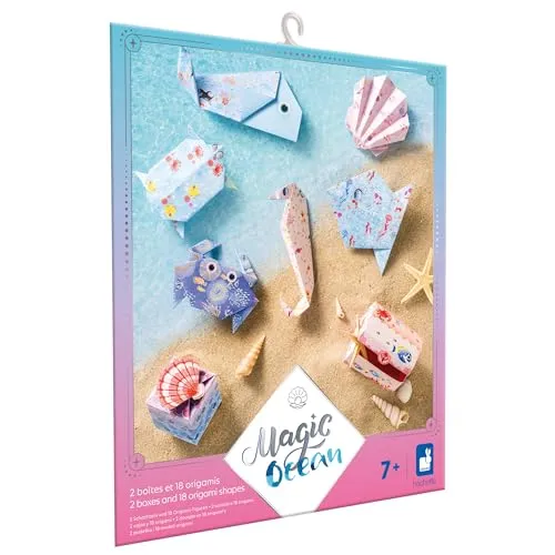 Janod - Origami - Ozean-Thema - 20 Origami zum Basteln - Magic Ocean - Kreativset für Kinder - Förderung der Feinmotorik und Konzentration – Ab 7 Jahren – J07749