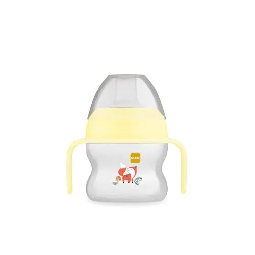 MAM Starter Cup Baby Trinklernbecher (150 ml), Trinkbecher für erste Trinkversuche, Schnabelbecher mit rutschsicheren Griffen, ab 4 Monaten, Fuchs