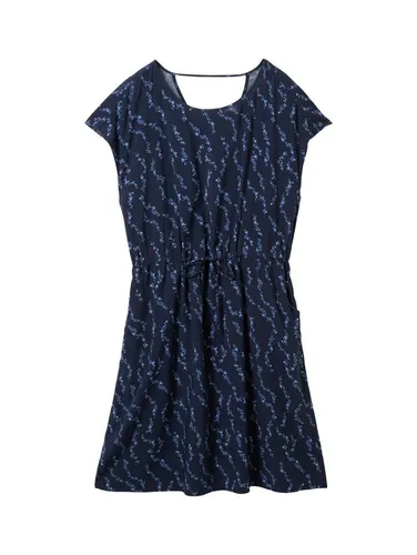 TOM TAILOR Denim Damen Basic Viskose Kleid mit Taschen - Freizeitkleid aus weicher Viskose mit seitlichen Taschen und Kordelgürtel für perfekten Sitz. Ideal für Freizeit und besondere Anlässe.