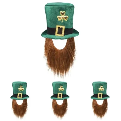 Boland 44907 Hut Leprechaun, Grüner Kobold, mit Bart, Mütze, Kopfbedeckung, Irland, St. Patricks Day, Glücksbringer, Karneval, Mottoparty