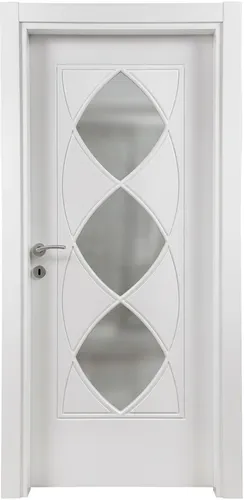 Weiße Innentür mit Glaseinsätzen - Minimalistisches Design - Hochwertige Innentür mit Milchglaseinsätzen für moderne Räume. Maße: 90 x 200 cm, aus robustem Holz, ideal für verschiedene Wohnbereiche. Lieferung inklusive Anleitung.