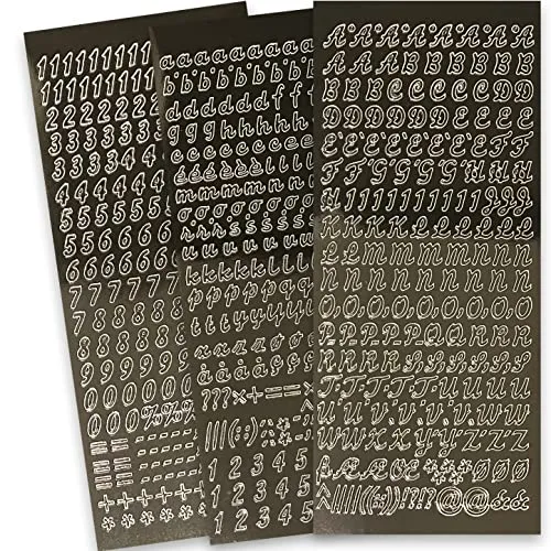 WIKAKERZEN Sticker Buchstaben-Set Groß- und Kleinbuchstaben mit Zahlen zum Beschriften von glatten Flächen wie Kerzen zur Taufe Kommunion oder Hochzeit (Schwarz, Schriftart Schräg)