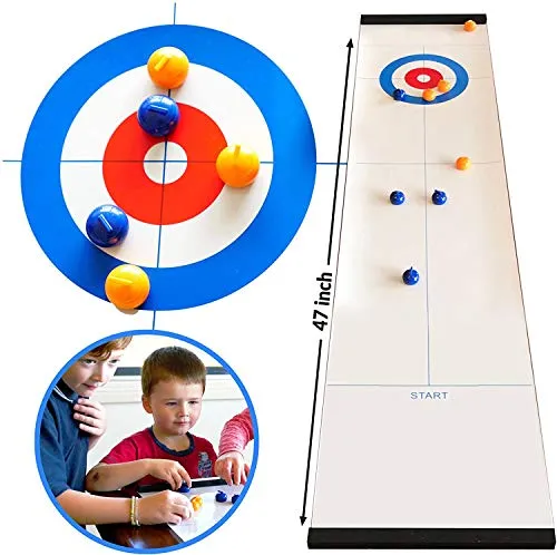 Tischcurling-Spiel, kompakte Familienspiele für Kinder und Erwachsene, tragbares kompaktes Curling-Brettspiel für Familie/Schule/Reise