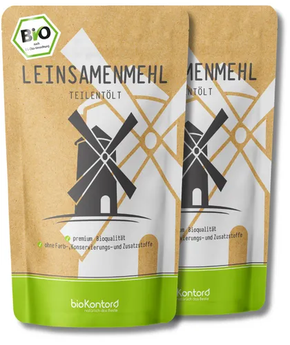 Leinsamenmehl BIO 1000g | teilentölt | low carb Leinmehl | Zipbeutel | bioKontor