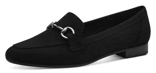MARCO TOZZI Damen Loafer Vegan mit Schnalle, Schwarz (37 EU) - Slipper & Mokassins für Damen, mit softiger Feel me Sohle für optimalen Tragekomfort und das Gefühl, wie auf Wolken zu laufen. 100% vegan und elegant im italienischen Design.