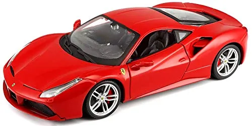Bburago 15626013 - 1:24 Ferrari Race und Play 488 GTB Fahrzeug (Farblich sortiert), Rot