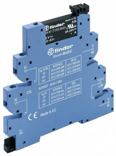 Finder Halbleiterrelais 39.10.7.024.9024 - Universalrelais für DIN-Schiene mit Halbleiterausgang, ideal zur Ansteuerung von Aktoren und perfekt für SPS-Anwendungen.