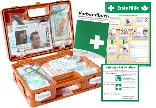 Erste-Hilfe-Koffer aktuelle DIN 13157 für Betriebe + Aushang/Aufkleber + Verbandbuch