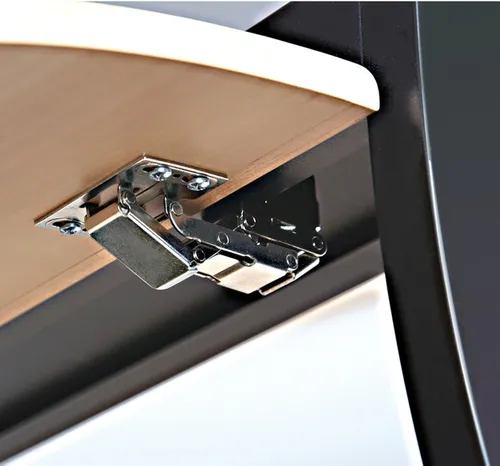 Hochklappscharnier 90° mit Dämpfung CH 600 - Hochklappscharnier für Klappen bis 2,1 kg mit Feder Schließautomatik, ideal für Wohnmobile und Küchen-Schränke. Stabil, einfach nachrüstbar und höhenverstellbar für optimale Anpassung.