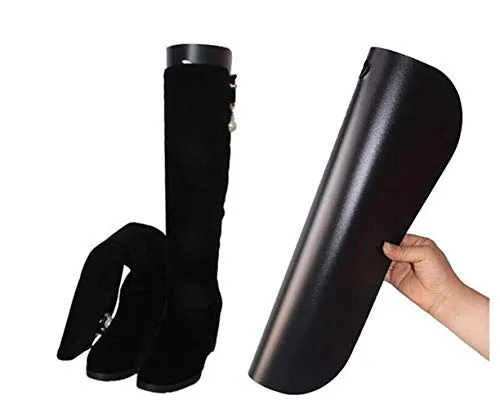 Paar schwarze Kunststoff Damen Stiefel Bäume Shaper Form Einsätze Dicke Lange Automatische Stand Unterstützung Formen Werkzeug Schuh Bäume Hoch Kurz Stiefel Shaper Einsatz Pads 2