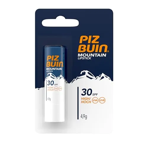 PIZ BUIN Mountain Lippenpflege LSF 30, feuchtigkeitsspendender Lippenpflegestift für Wintersportler, effektiver Wind- und Sonnenschutz für die Lippen, 4,9 g