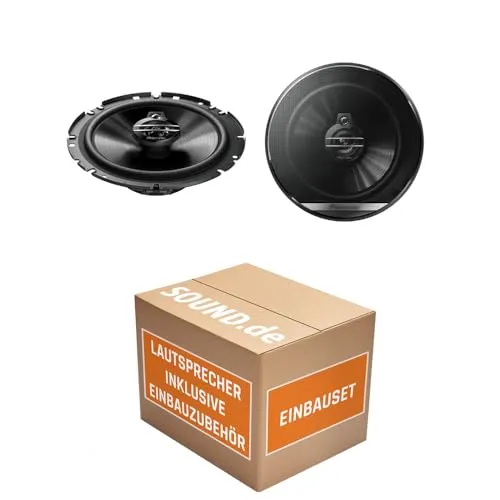 Pioneer TS-G1730F Lautsprecher Einbauset - Auto Koaxial-Lautsprecher für Peugeot 206, 16,5 cm 3-Wege Koaxialpaar mit 300W, inklusive Einbauzubehör für einfachen Einbau in die Tür vorne.