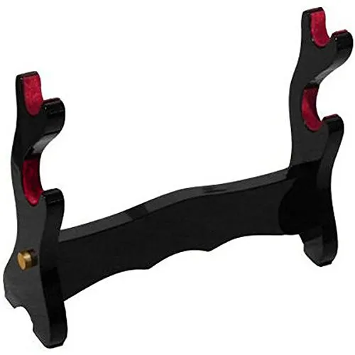 DerShogun Hochglanz Schwertständer für 2 Schwerter - Kampfsport Waffenständer, eleganter Hochglanz-Look für stilvolle Präsentation deiner Schwerter und optimale Sicherheit.