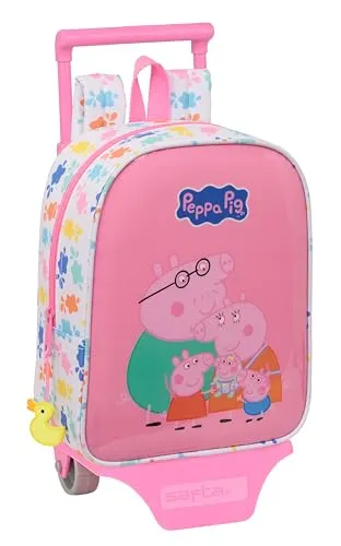 PEPPA PIG BABY PIG - Kindergartenrucksack mit Safta-Wagen, ideal für Kinder unterschiedlichen Alters, bequem und vielseitig, Qualität und Widerstandsfähigkeit, 22 x 10 x 27 cm