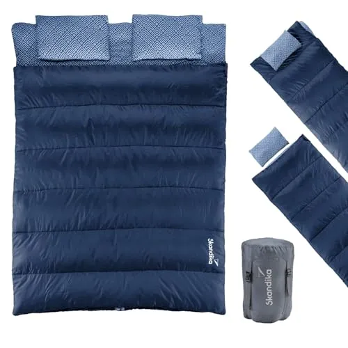 Skandika Deckenschlafsack 3 Jahreszeiten 220x150 cm - Deckenschlafsäcke für Camping, ideal für Frühling, Sommer und Herbst, bietet viel Platz für Komfort und Wärme.