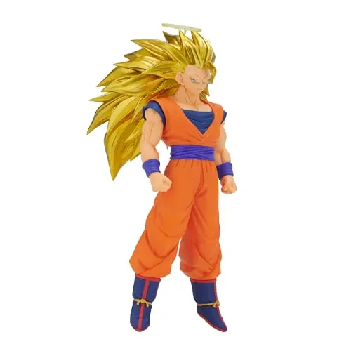 Banpresto Dragon Ball Z Goku Super Saiyan 3 Figur 19cm - Spielfigur aus PVC, detailgetreu und mit Ständer, ideal für Dragon Ball Z Fans und Sammler.