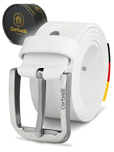 Cartvelli Premium Ledergürtel Herren Weiß Carbon 95cm in weiß von Cartvelli