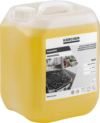 Kärcher PressurePro Aktivreiniger alkalisch RM 81 - 10 Liter - Hochdruckreiniger-Reinigungsmittel für starke Öl- und Fettverschmutzungen. Materialschonend und NTA-frei, ideal für Fahrzeugwäsche und mehr.