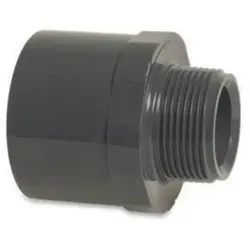 Mega Group - Mega Übergangsnippel Pvc-u 50/63 Mm X 2 Zoll Klebemuffe/klebestutzen X Außengewinde 10 Bar, Grau