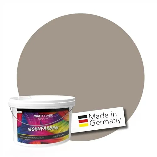 Produktbild WALLCOVER hochwertige Wandfarbe für Innen | Braungrau | 2.5L für 20m² | Hochdeckende Innenfarbe Matt (Klasse 1) | Profi Qualität aus Deutschland
