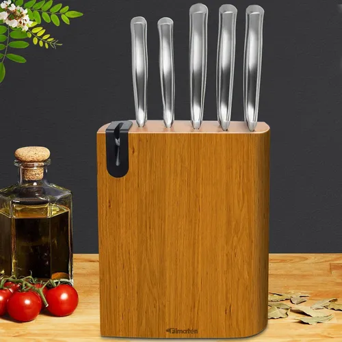 Messerblock Set 6-teilig Edelstahl mit integriertem Schärfer