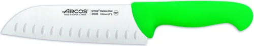 Santokumesser Arcos 2900- Prof 290621 mit Nitrumtaschen aus Edelstahl und ergonomischem grünen Polypropylen mango mit 18 cm Klinge, Vitrine.