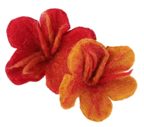 GURU SHOP Haargummi `Filzblume`, Handgefilzte Blüte Haarschmuck - Rot/orange