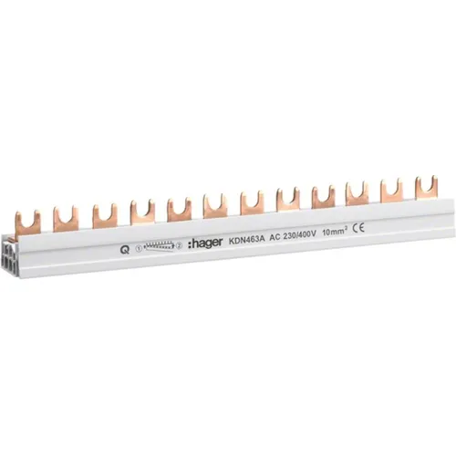HAGER Phasenschiene 4 polig mit Gabelanschluss 10mm? 63A 12 Module