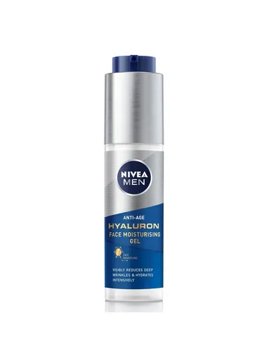 NIVEA MEN Anti-Age Hyaluron Gesichts-Feuchtigkeitsgel (50 ml), Herren-Feuchtigkeitspflege mit Hyaluronsäure und Pro-Retinol, reduziert sichtbar tiefe Falten, spendet Feuchtigkeit und strafft die Haut