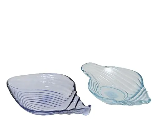 Schale 20x11x5cm Glas in Muschel Form 1 Stück sortiert in blau von Decoris