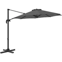 COSTWAY Sonnenschirm 300x300cm, Ampelschirm mit Kurbel, 360° drehbar, Grau - Der vielseitige COSTWAY Ampelschirm bietet 5 einstellbare Neigungswinkel und eine praktische 360°-Drehung für optimalen Schatten im Freien. Hergestellt aus strapazierfähigem Polyestergewebe, ideal für Garten und Terrasse.