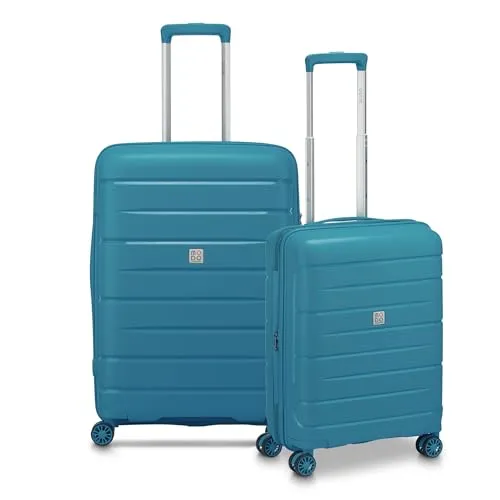 MODO by Roncato Starlight 3.0 Kofferset (Türkis) - Mittelgroßer und Kabinenkoffer Set, leicht und mit TSA-Schloss. Perfekt für junge Globetrotter, die Abenteuer lieben. 4 doppelte Drehrollen sorgen für mühelose Manövrierfähigkeit.