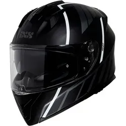 IXS 217 2.0 Integralhelm - Matt Schwarz/Grau/Weiß - S - Hochwertiger Integralhelm aus Polycarbonat mit integrierter Sonnenblende und kratzfestem Visier. Ideal für sicheres Motorradfahren, erfüllt die Prüfnorm ECE 22.06.
