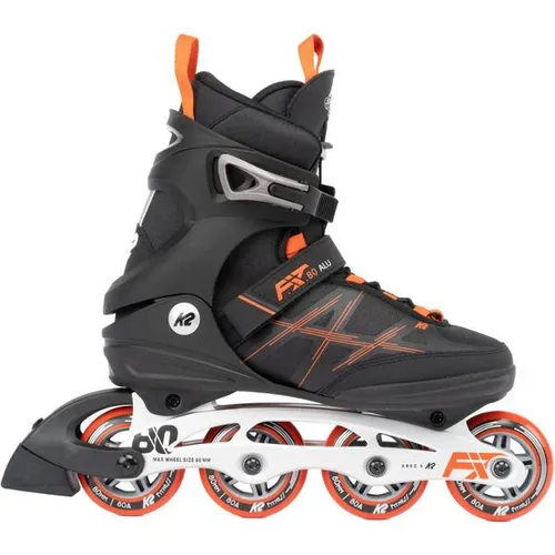 K2 Inline Skates F.I.T. 80 Alu - Schwarz/Orange, Herren, Größe 44 - Inliner für Einsteiger mit Aluminium Schiene für optimale Kraftübertragung und K2 Original Softboot für höchsten Komfort beim Skaten.