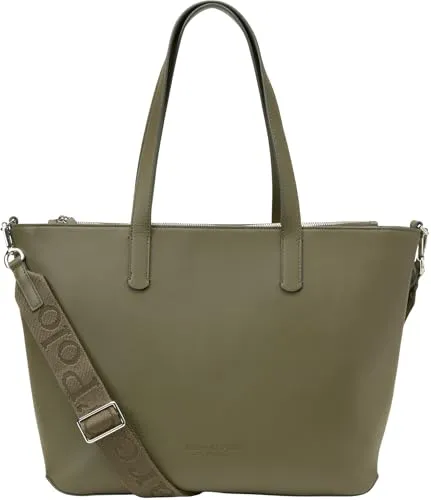 MARC O'POLO Shopper aus recyceltem Polyester - Nachhaltige Handtasche aus recyceltem Polyester mit wasserabweisender Beschichtung, ideal für City-Trips – inklusive abnehmbarem Schultergurt und praktischem Innenfach.